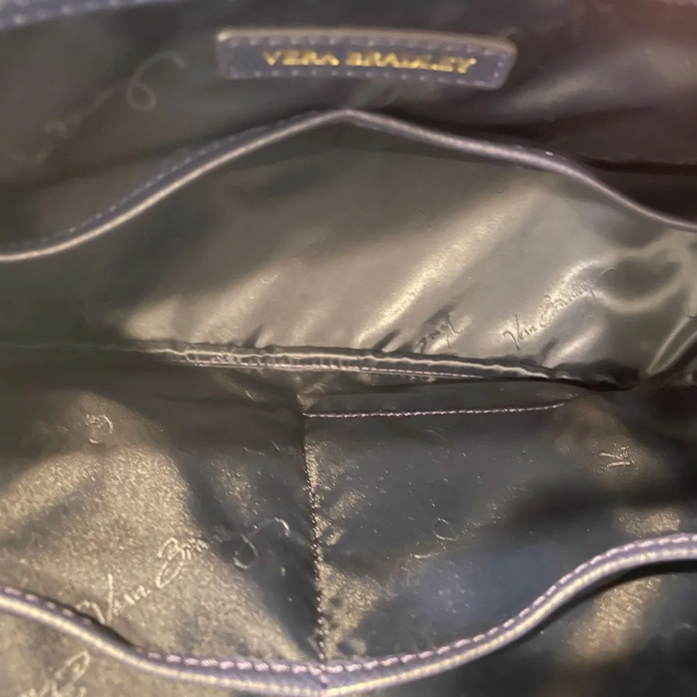 Vera Bradley Navy and White Wave Stripe Satchel - Picture 3 of 16